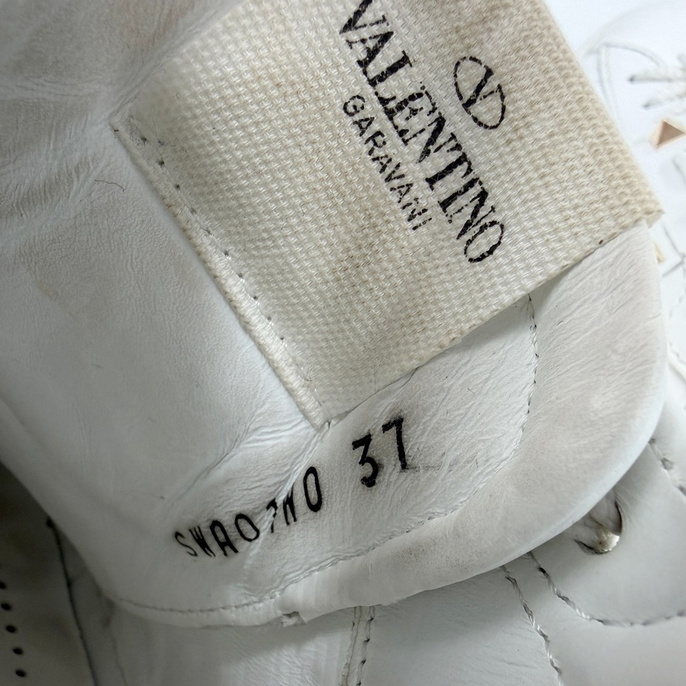 Valentino Rockstud Untitled Sneakers White Silver Studded Leather Sz 37 / 7 - Picture 12 of 12